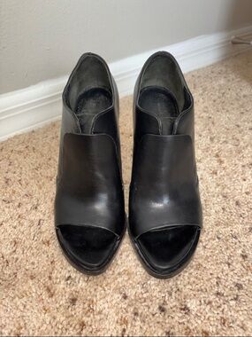 Alexander Wang Black Leather Open Toe Booties Size 36.5
